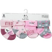 Wholesale - 8pk INFANT GIRLS PINK TURNCUFF TERRY SOCKS ASST SIZE C/P 60, UPC: 194382060698
